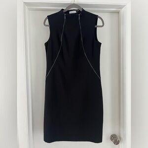 NWT Calvin Klein Little Black Dress 8 Zipper Detail Sleeveless Perfect